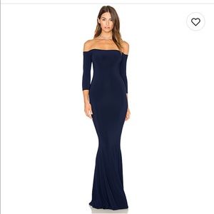 Norma Kamali off the shoulder fishtail gown